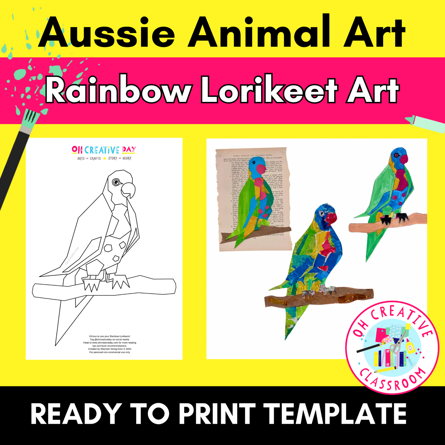 Rainbow Lorikeets | Australian Birds Art Project | Australian Animals Printable