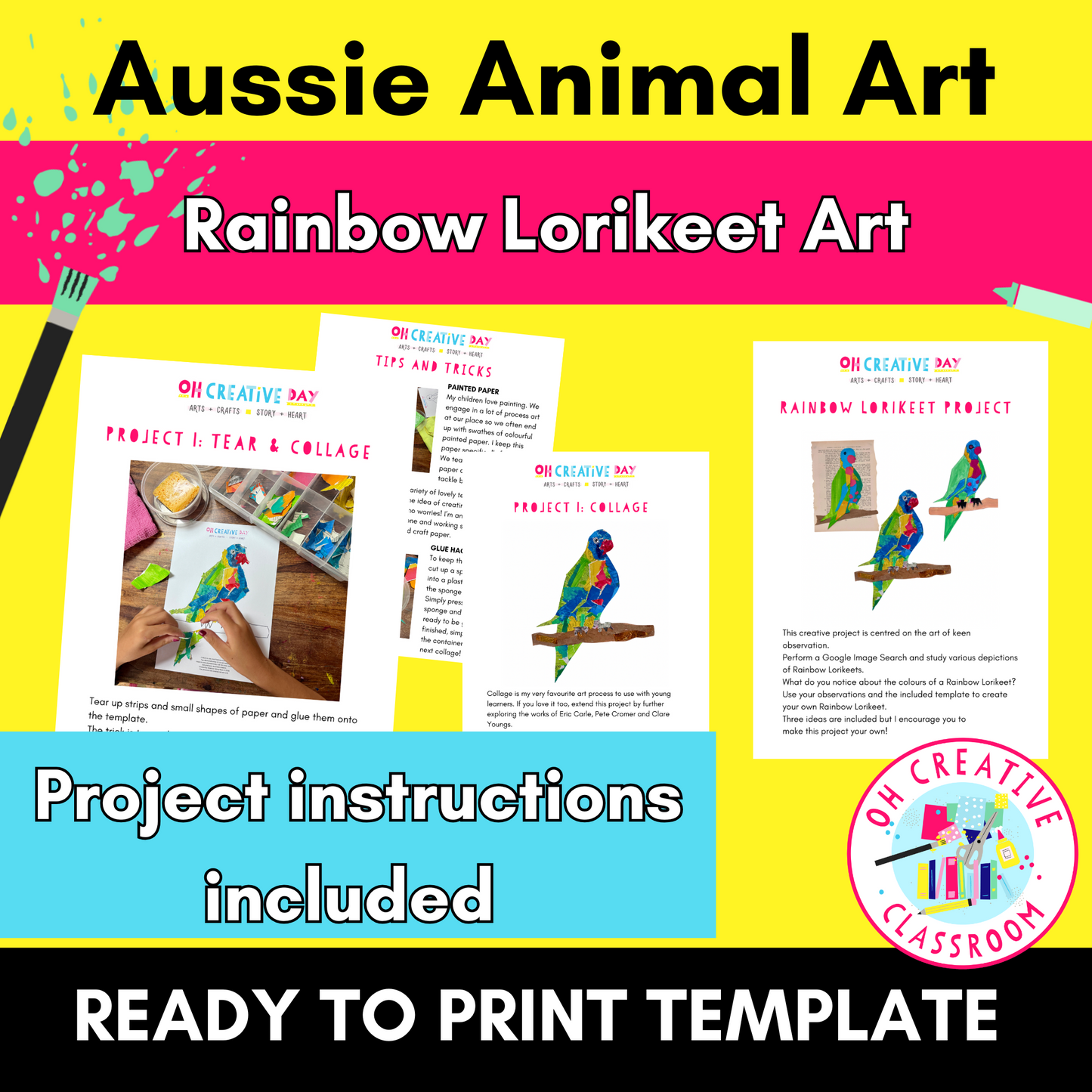 Rainbow Lorikeets | Australian Birds Art Project | Australian Animals Printable